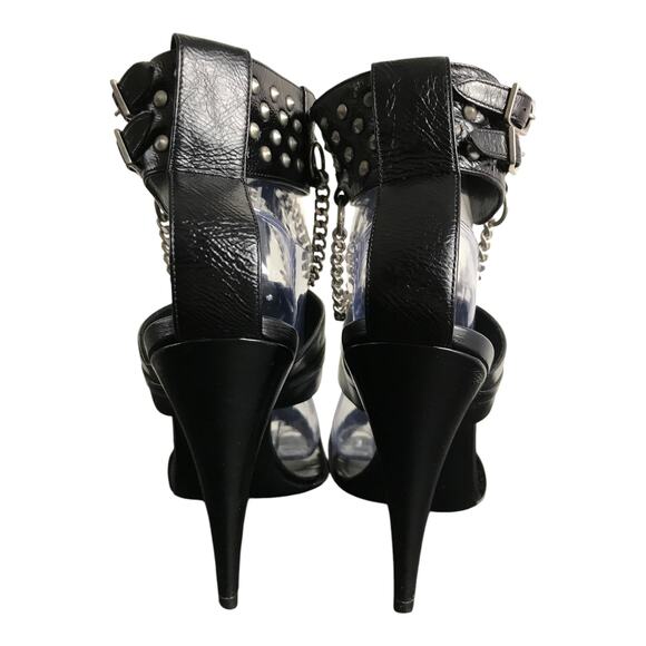 Saint Laurent Stud Strap Fetish Ankle Sandals Womens US10 EU40 Black Calfskin - Picture 5 of 8